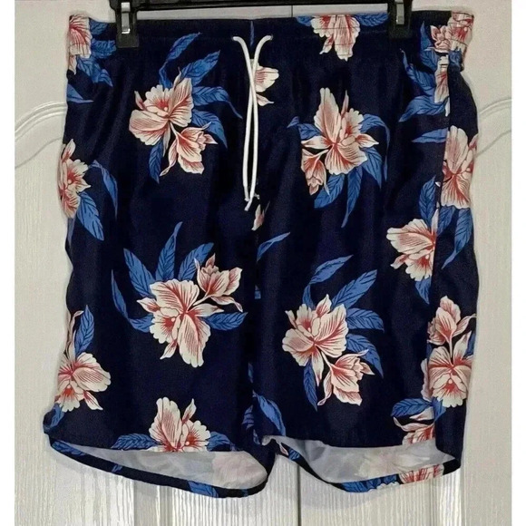 Old Navy Swim Trunks‎ Mesh Lined Men’s XL Blue Floral Beach Summer Wear See Note - Picture 1 of 8